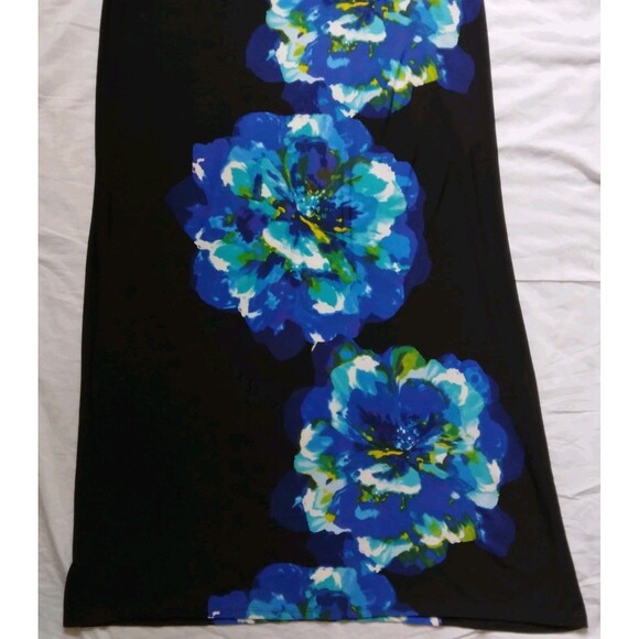 Catherines Maxi Dress Black Blue Floral Sleeveless Stretch Tropical  Womens 0X - Picture 8 of 9